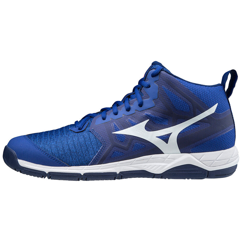 Zapatillas Voleibol Mizuno Wave Supersonic 2 Mid Hombre Azules/Blancas/Rosas España HKMN-81347